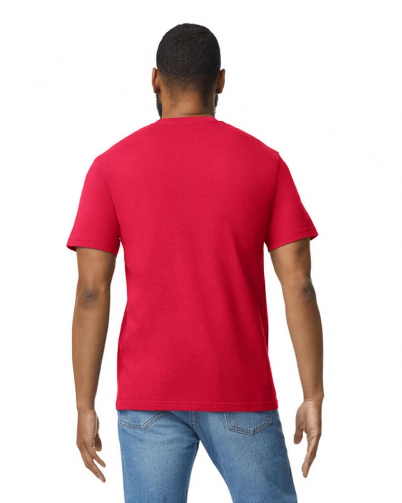 Men's Gildan 65000 Midweight T-Shirts Red | GOAF87149