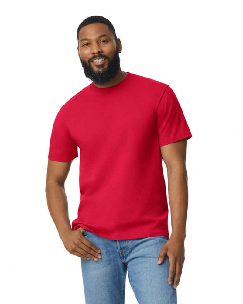 Men\'s Gildan 65000 Midweight T-Shirts Red | GOAF87149