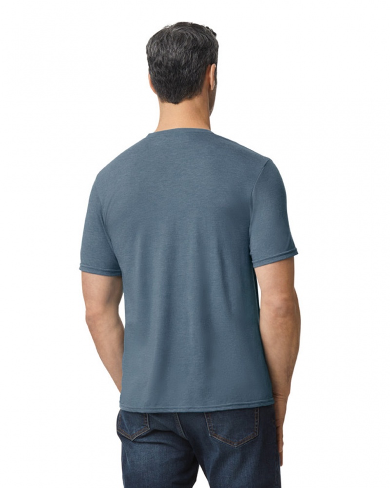 Men's Gildan 6750 Tri-Blend T-Shirts Heather Navy | KSHX75014