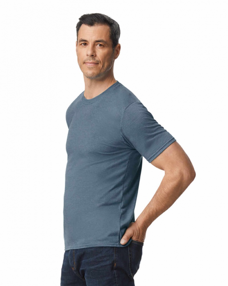 Men's Gildan 6750 Tri-Blend T-Shirts Heather Navy | KSHX75014