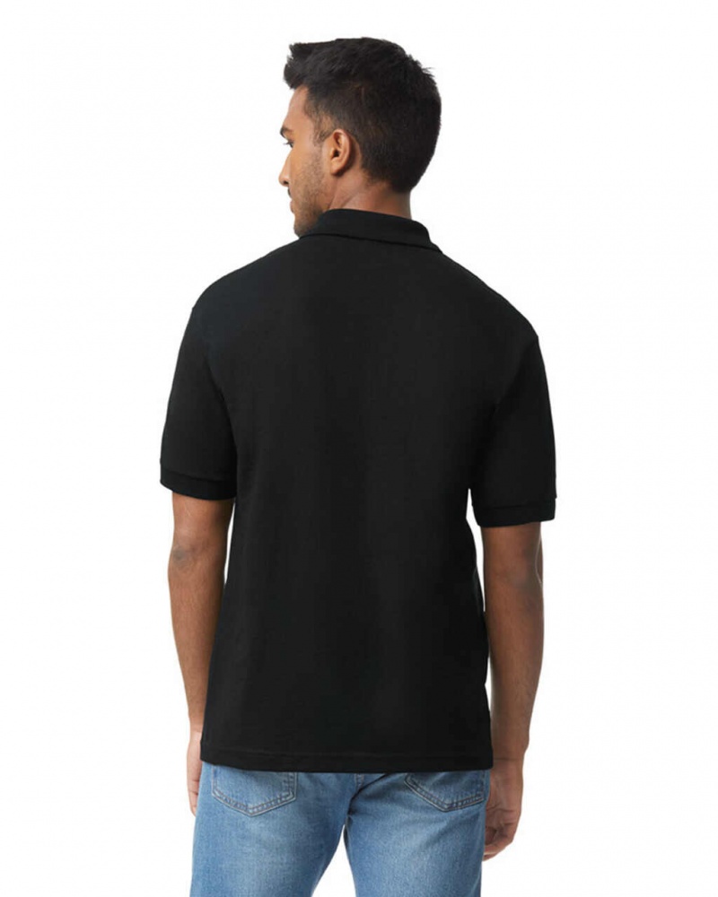 Men's Gildan 8800 Polo Black | SZAR75493