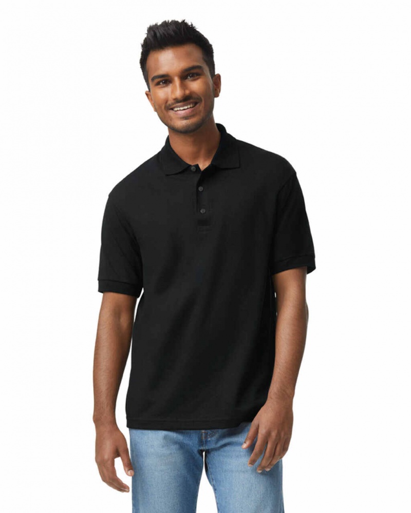 Men\'s Gildan 8800 Polo Black | SZAR75493