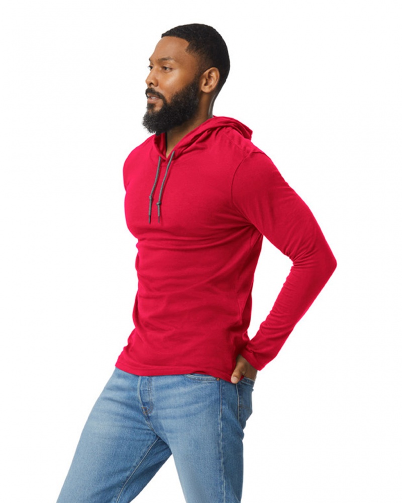 Men's Gildan 987 Long Sleeve Hoodie T-Shirts True Red | KERW67203