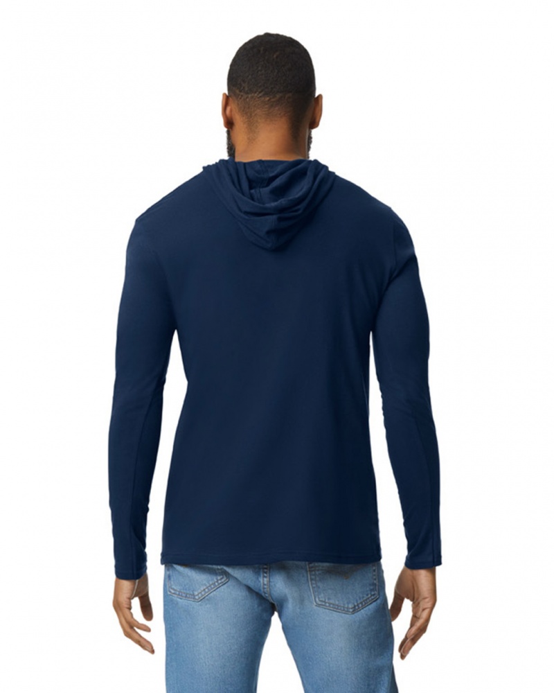 Men's Gildan 987 Long Sleeve Hoodie T-Shirts Navy | SWYN09524