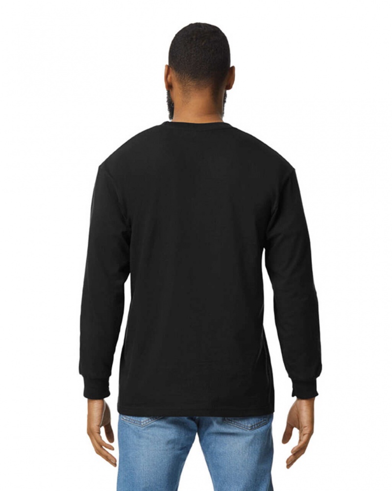 Men's Gildan H400 Long Sleeve T-Shirts Black | QMDS41908