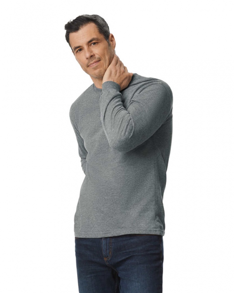 Men's Gildan H400 Long Sleeve T-Shirts Graphite Heather | KDAG58641