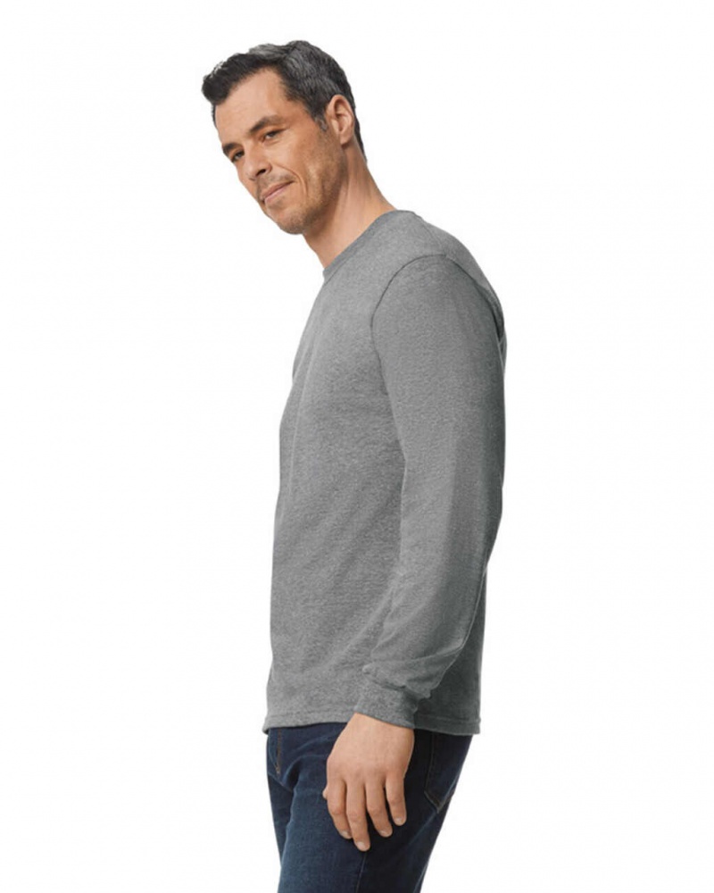 Men's Gildan H400 Long Sleeve T-Shirts Graphite Heather | KDAG58641