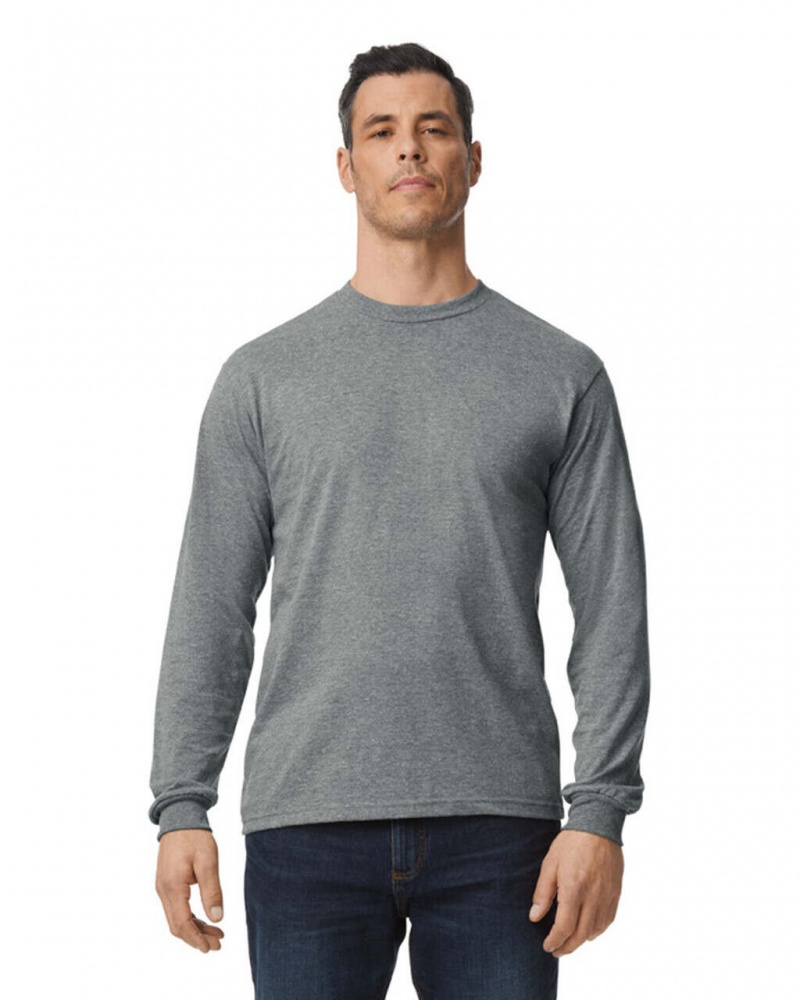 Men's Gildan H400 Long Sleeve T-Shirts Graphite Heather | KDAG58641