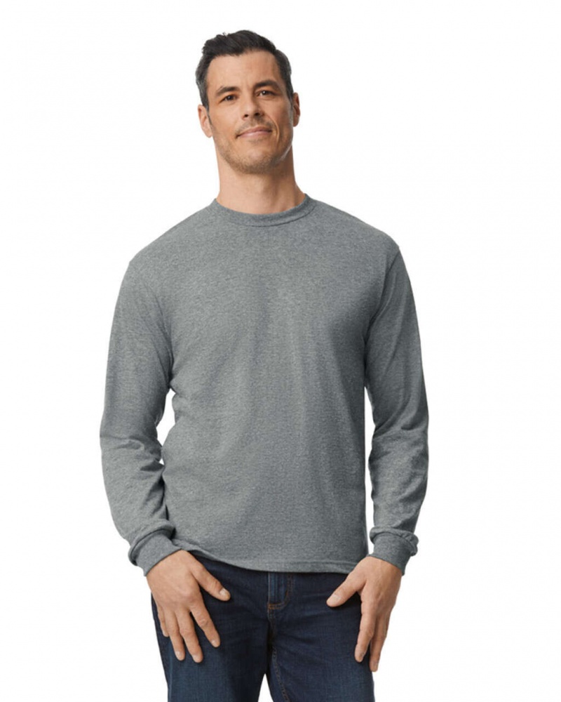 Men\'s Gildan H400 Long Sleeve T-Shirts Graphite Heather | KDAG58641