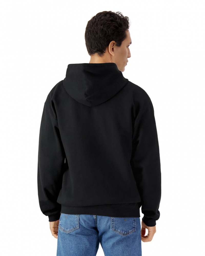 Men's Gildan SF600 Midweight Fleece Full Zip Hoodie Sweatshirt Black | AILP79015