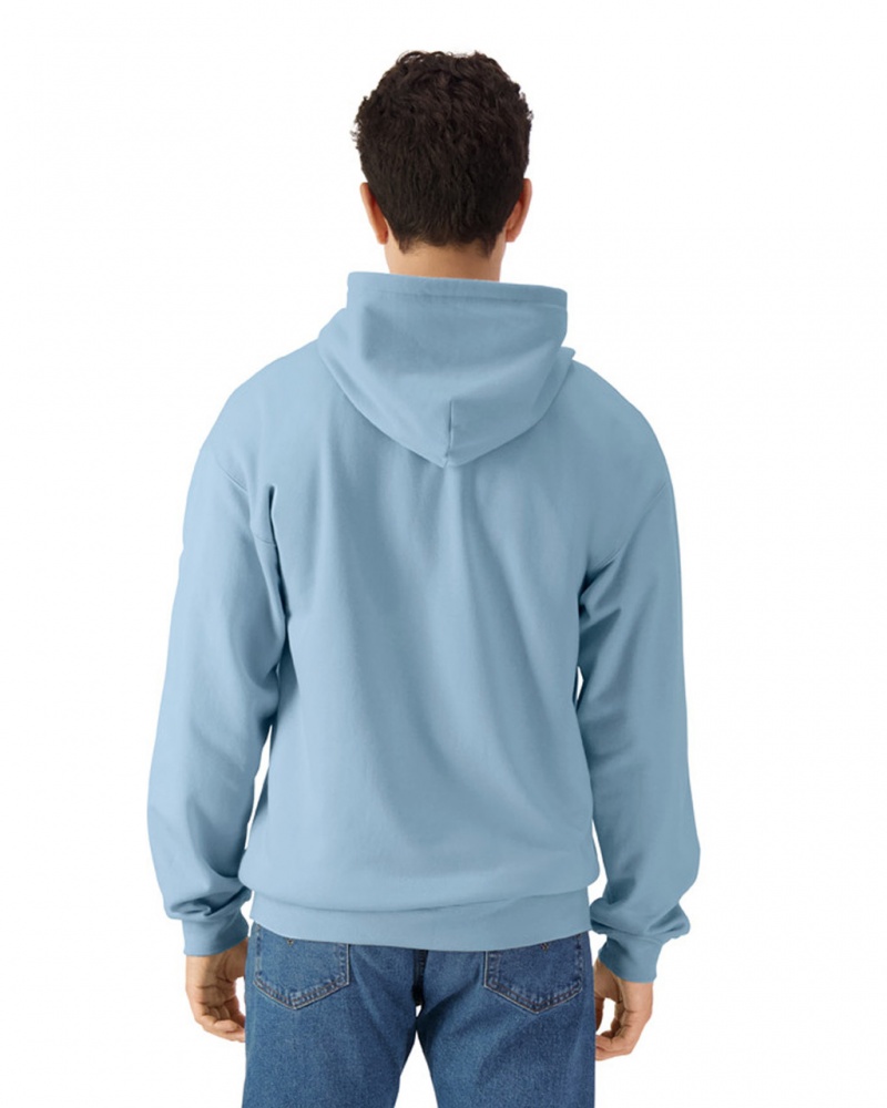 Men's Gildan SF600 Midweight Fleece Full Zip Hoodie Sweatshirt Stone Blue | SNAJ40391