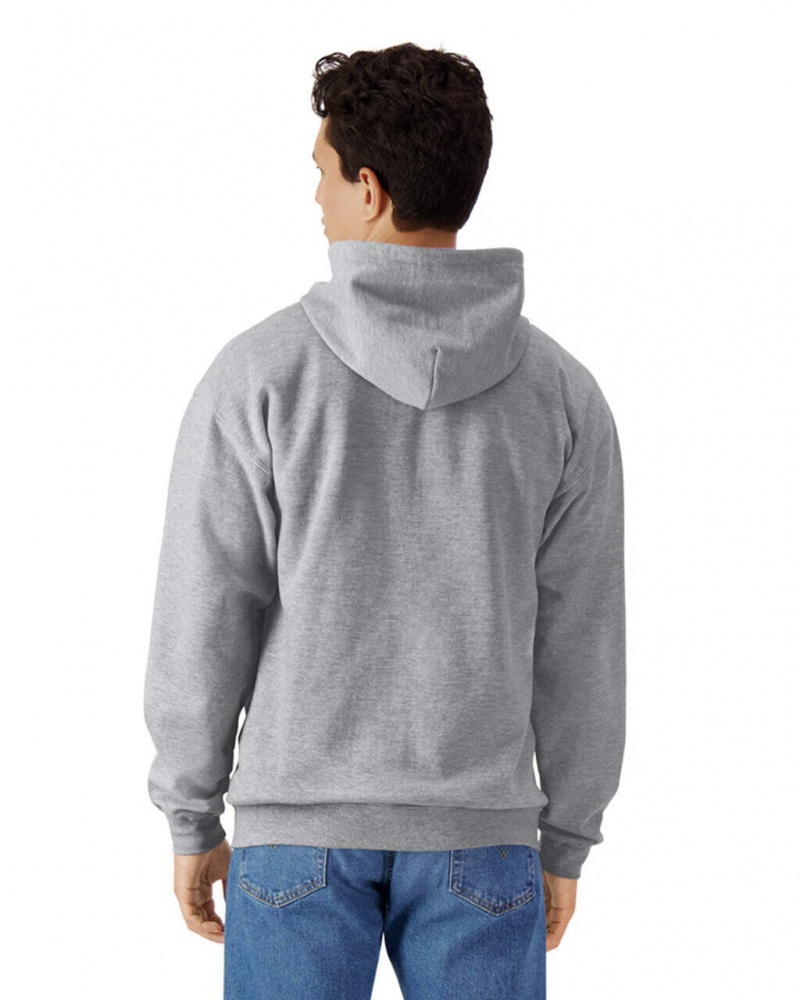 Men's Gildan SF600 Midweight Fleece Full Zip Hoodie Ring Spun Sport Grey | RLWO15367