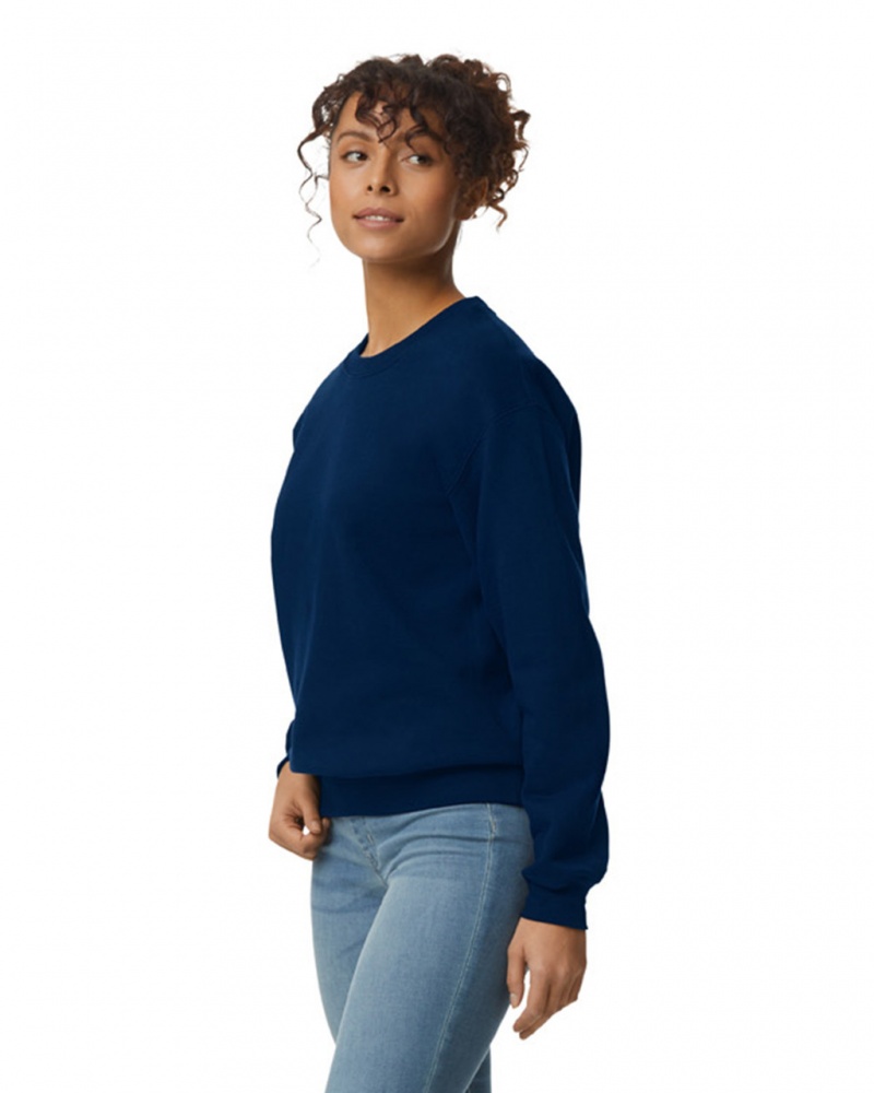 Women's Gildan 12000 Crewneck Sweatshirt Navy | WTGH63975