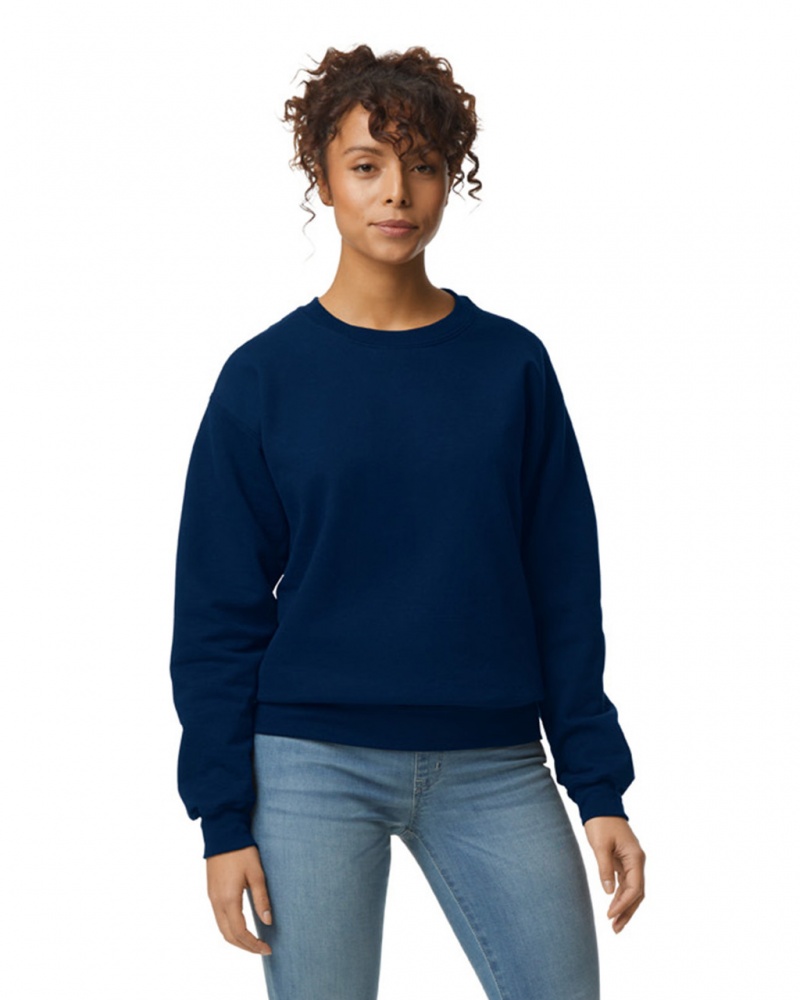 Women's Gildan 12000 Crewneck Sweatshirt Navy | WTGH63975