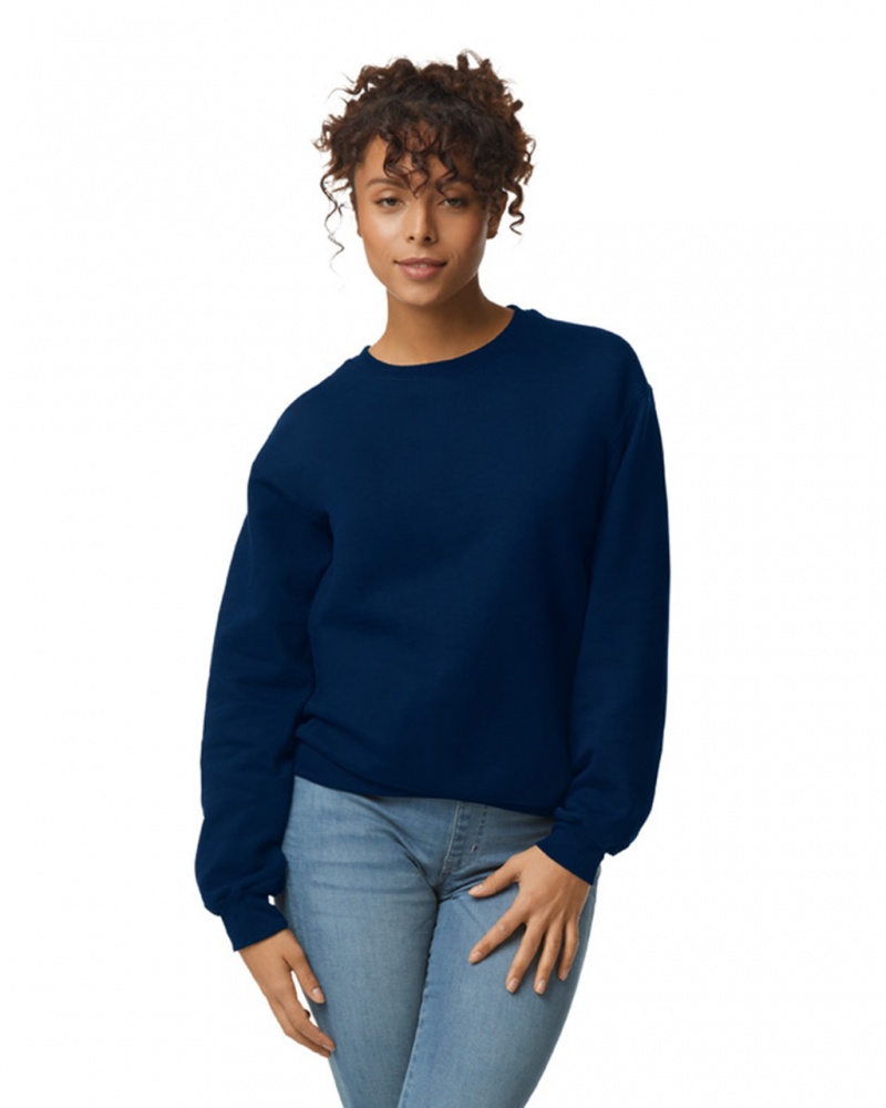 Women\'s Gildan 12000 Crewneck Sweatshirt Navy | WTGH63975