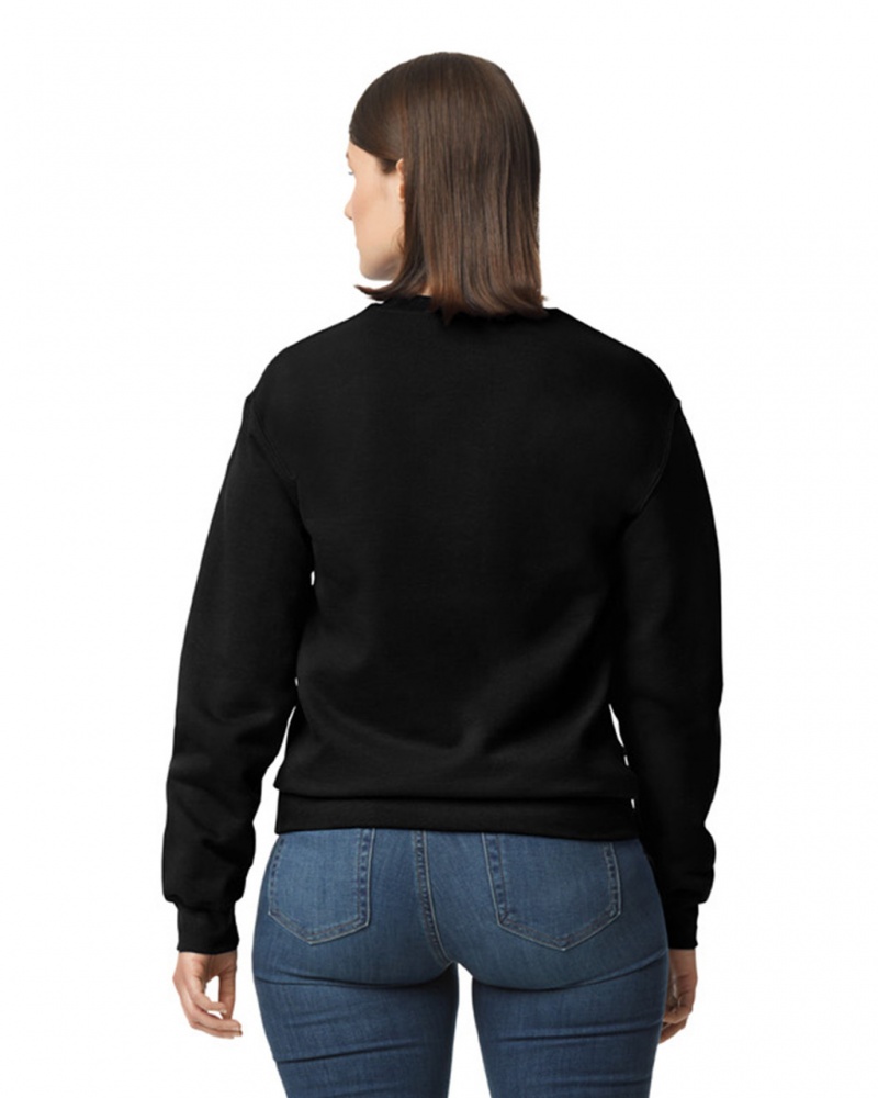 Women's Gildan 12000 Crewneck Sweatshirt Black | MIJO83501