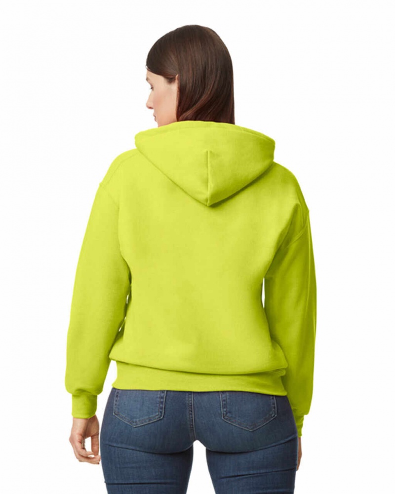 Women's Gildan 12500 Hoodie Sweatshirt Safety Green | YZJN78592