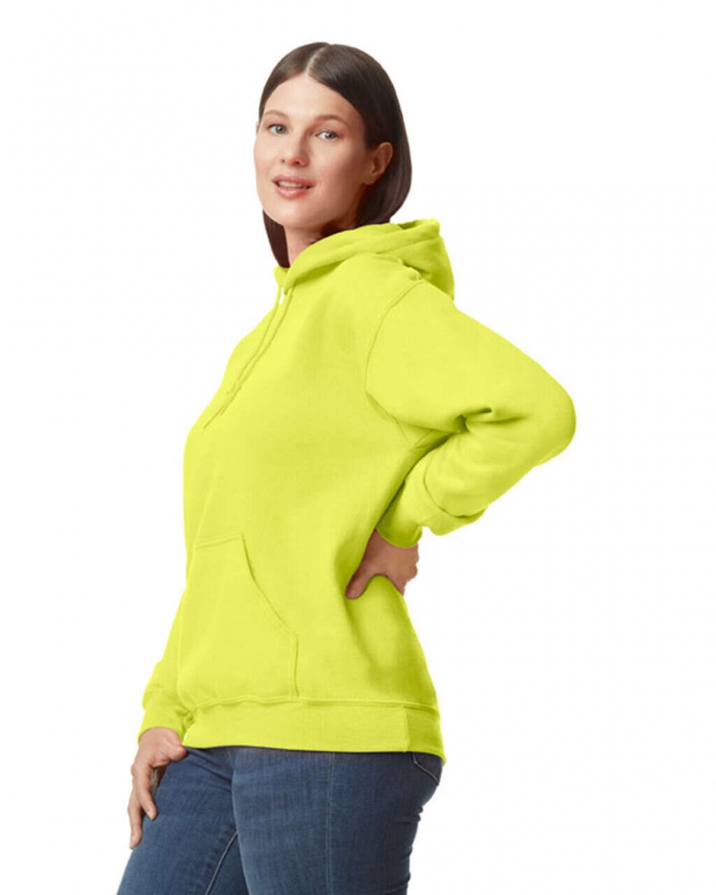 Women's Gildan 12500 Hoodie Sweatshirt Safety Green | YZJN78592