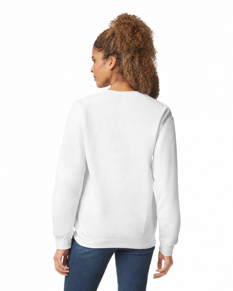 Women's Gildan 18000 Crewneck Sweatshirt White | NREH73649