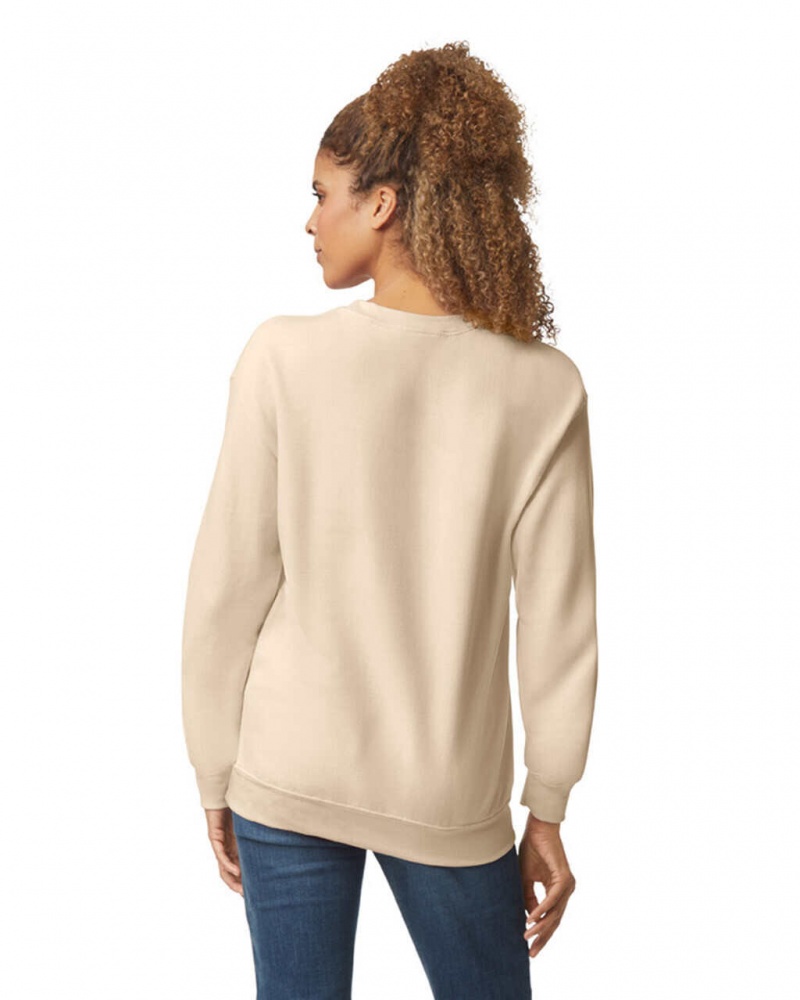 Women's Gildan 18000 Crewneck Sweatshirt Sand | IBSY56329