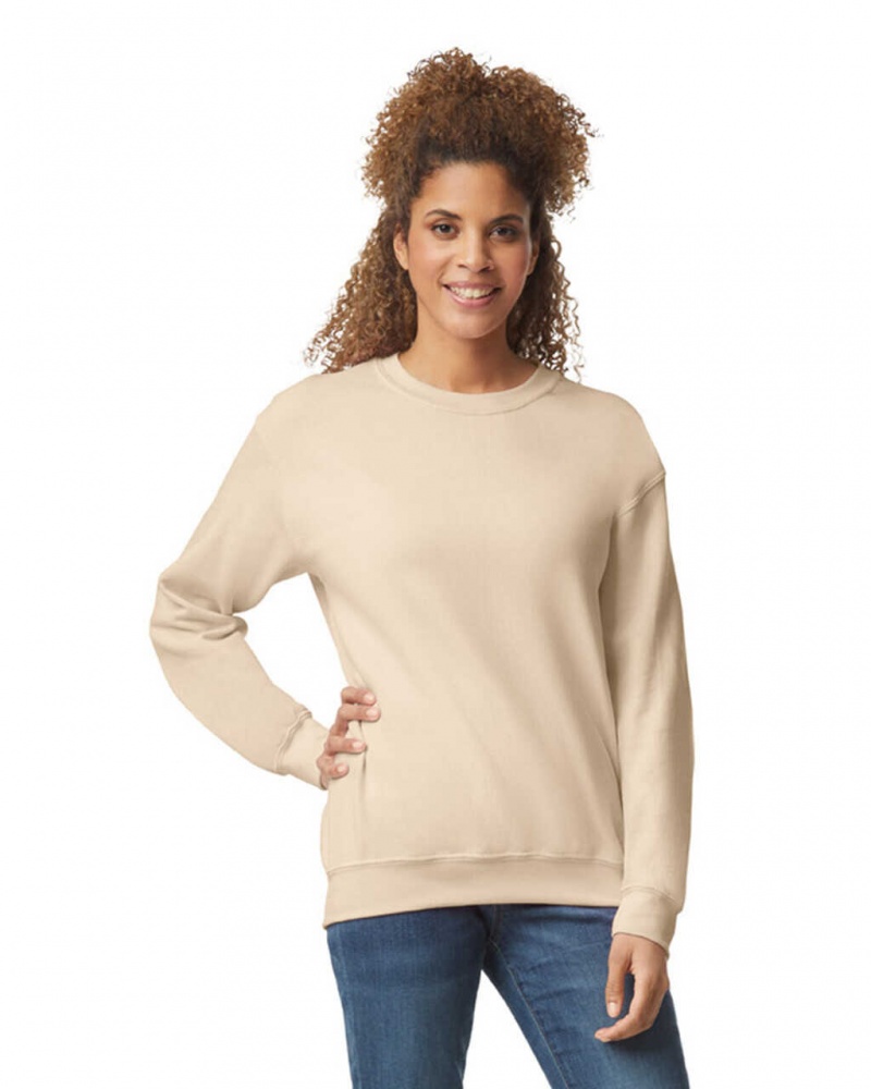 Women\'s Gildan 18000 Crewneck Sweatshirt Sand | IBSY56329