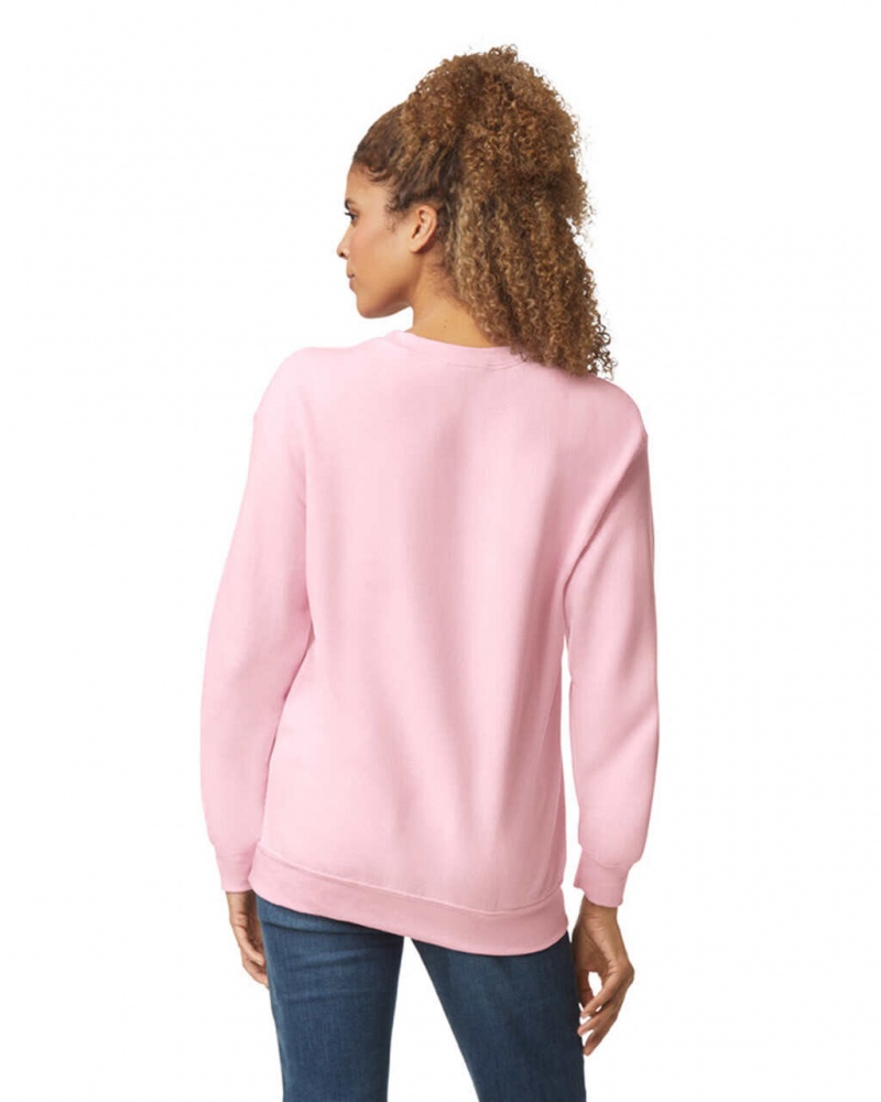 Women's Gildan 18000 Crewneck Sweatshirt Light Pink | TAJU89061