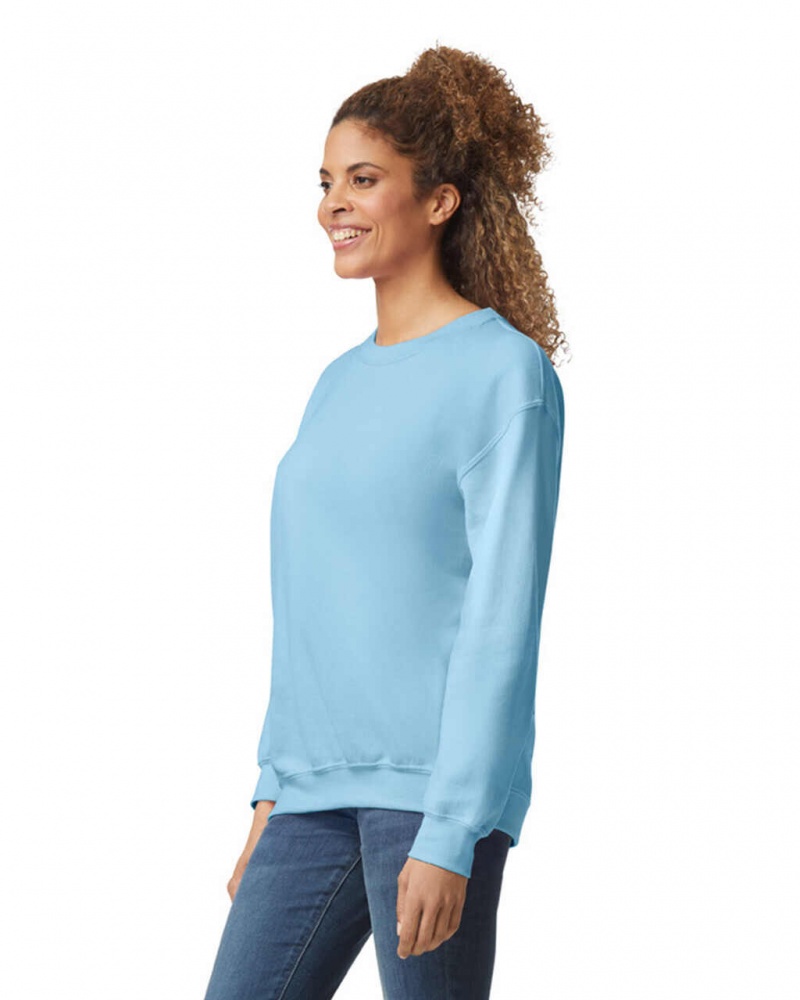 Women's Gildan 18000 Crewneck Sweatshirt Light Blue | ZQRE39584