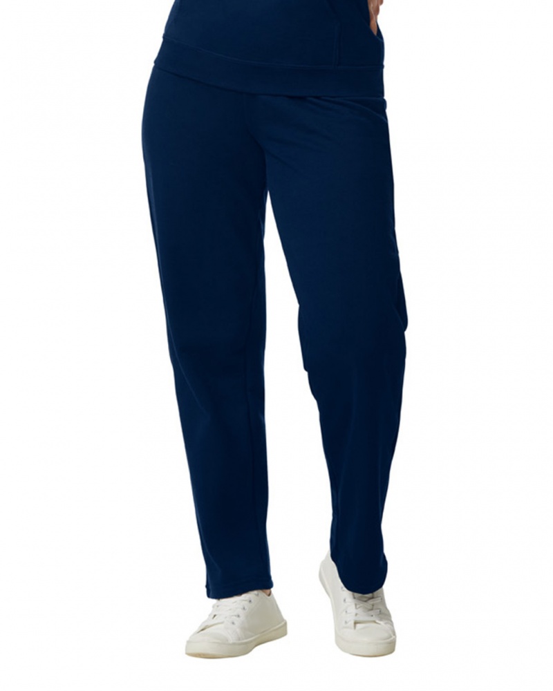 Women's Gildan 18400 Open Bottom Sweatpants Navy | UZTI26851