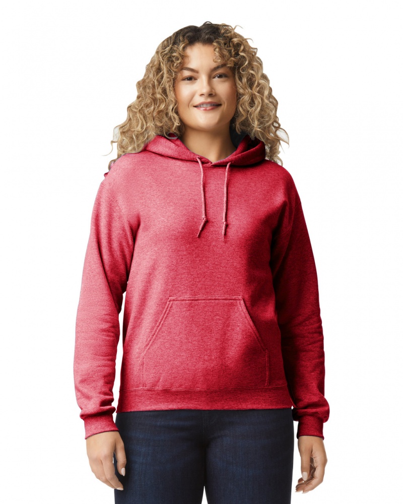 Women\'s Gildan 18500 Hoodie Heather Sport Scarlet Red | HWOB78360