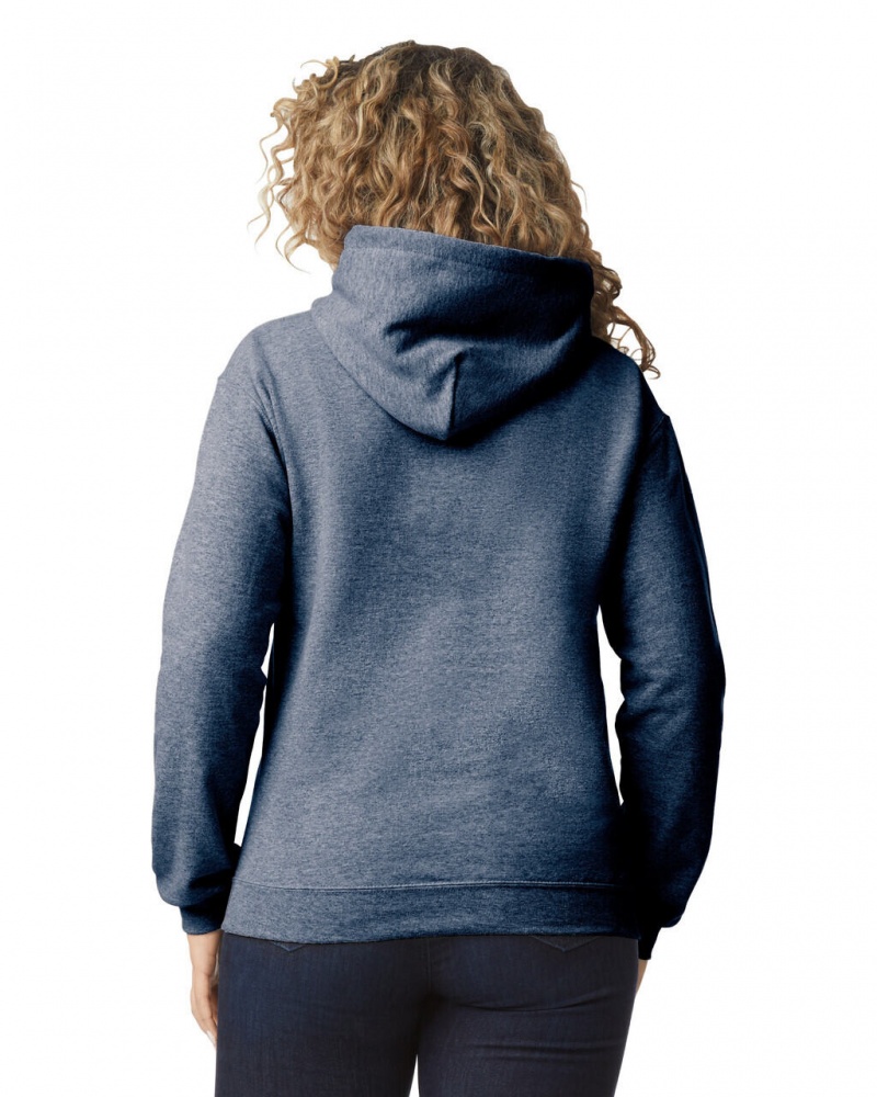 Women's Gildan 18500 Hoodie Sweatshirt Heather Sport Dark Navy | PSTL12680