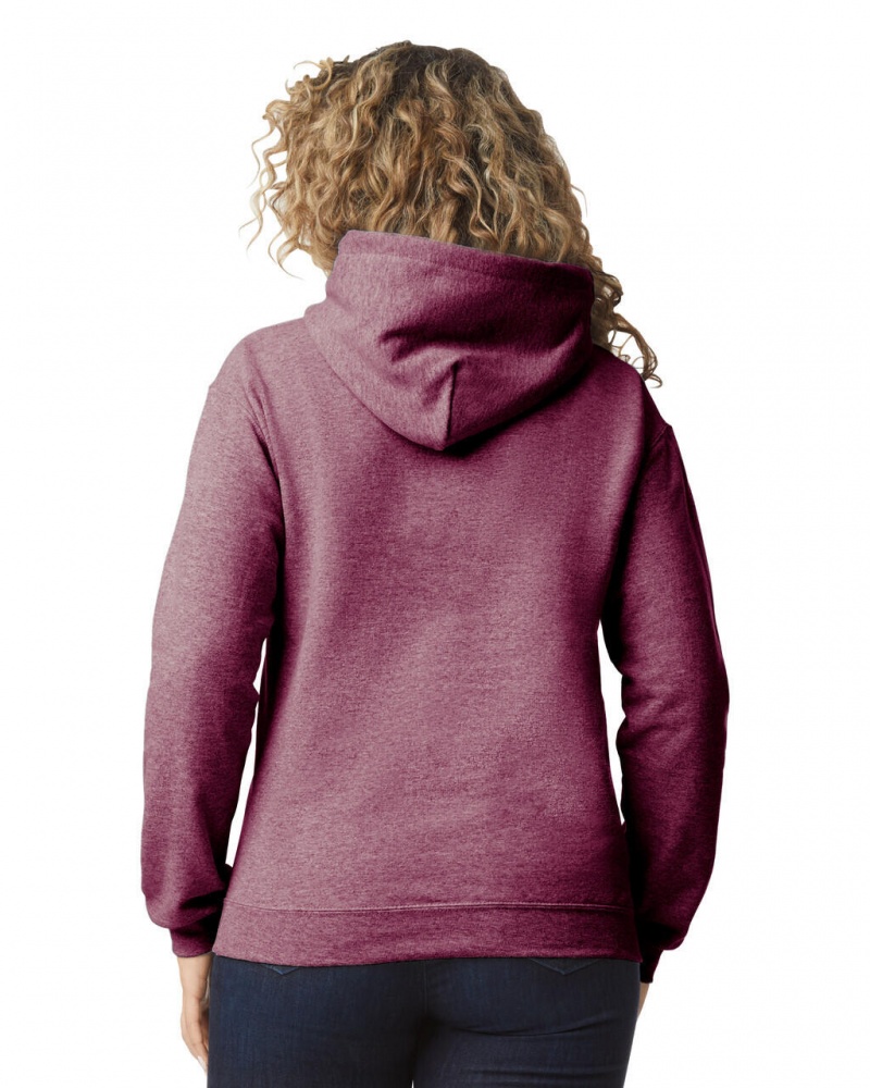 Women's Gildan 18500 Hoodie Sweatshirt Heather Sport Dark Maroon | TDXF39852