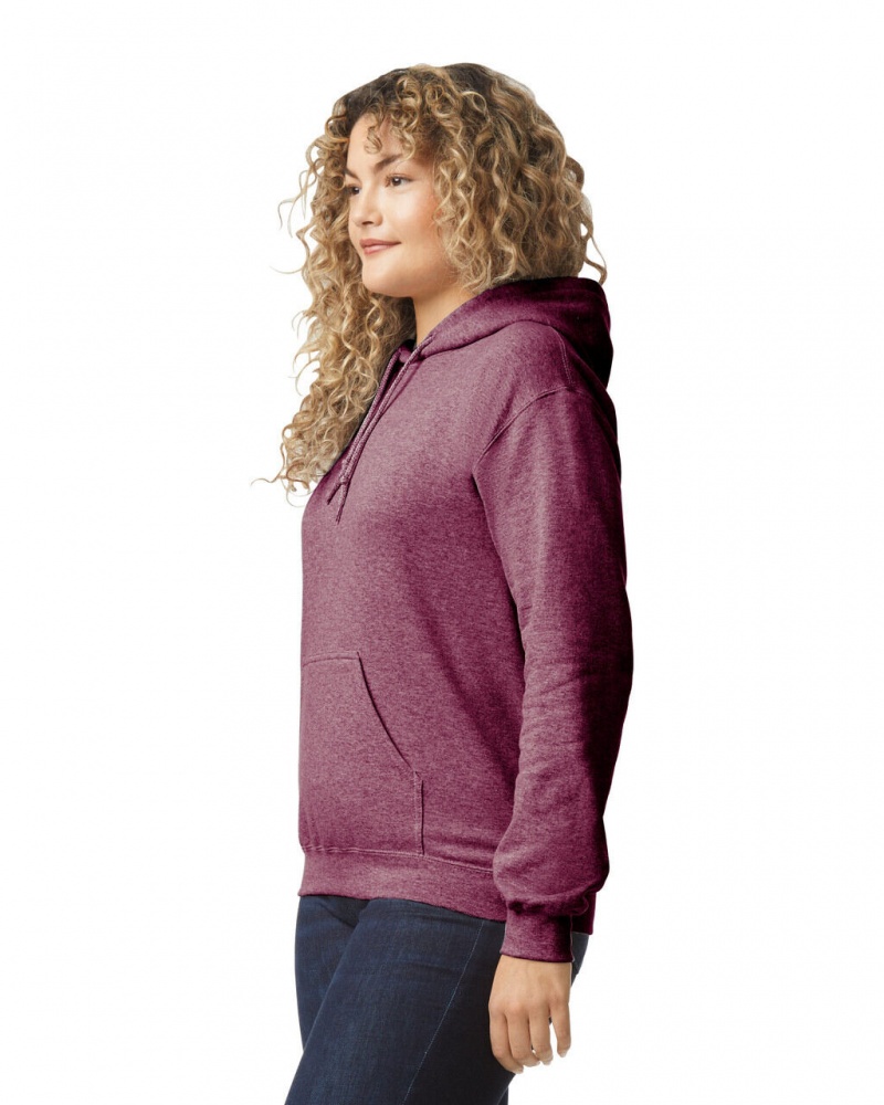 Women's Gildan 18500 Hoodie Sweatshirt Heather Sport Dark Maroon | TDXF39852