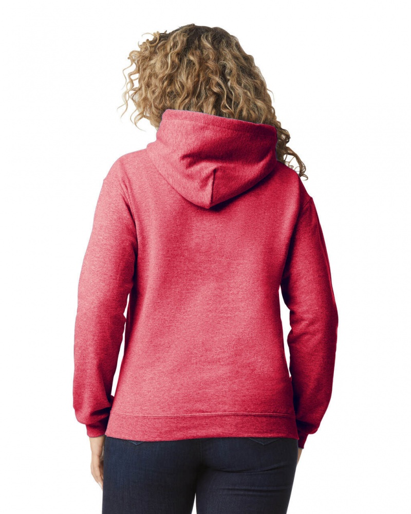 Women's Gildan 18500 Hoodie Sweatshirt Heather Sport Dark Red | LFZV45762