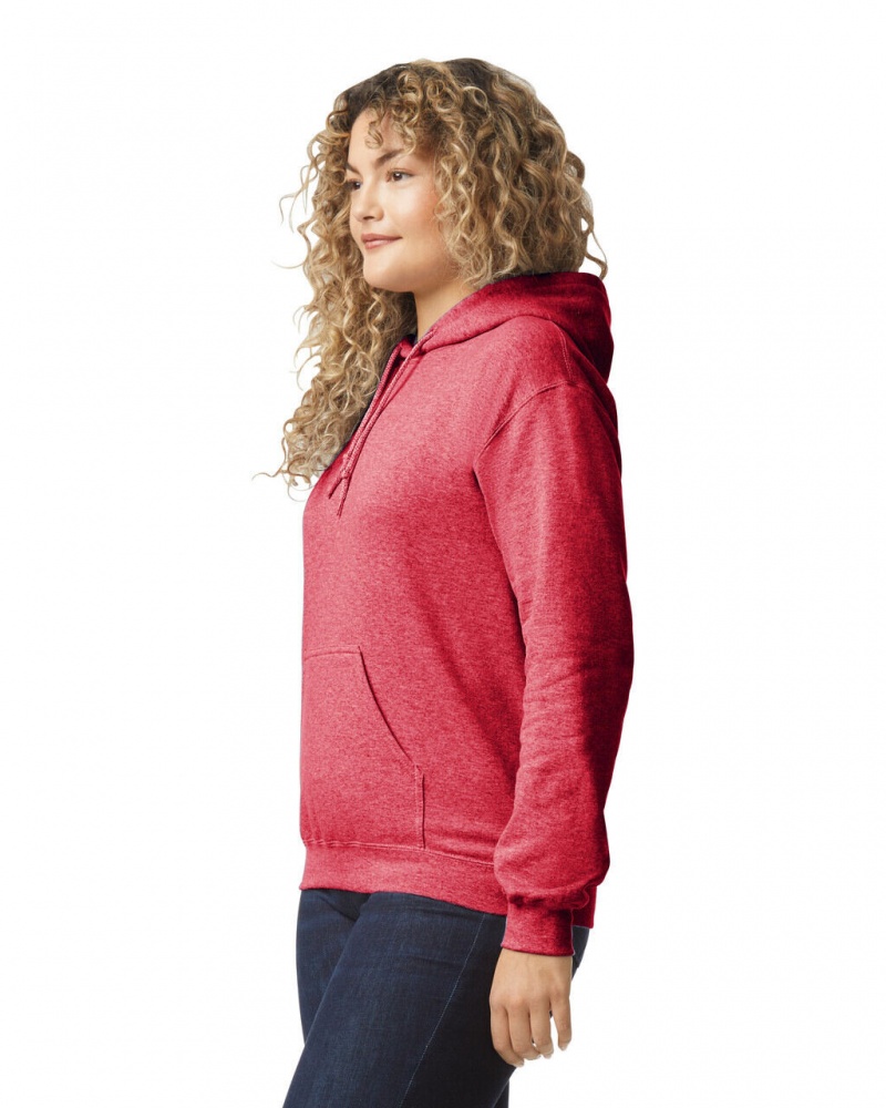 Women's Gildan 18500 Hoodie Sweatshirt Heather Sport Dark Red | LFZV45762