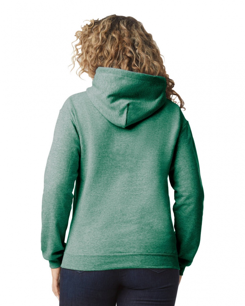 Women's Gildan 18500 Hoodie Sweatshirt Heather Sport Dark Green | IXBQ24731