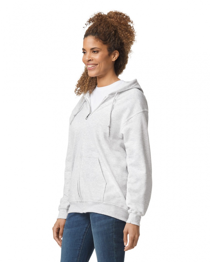 Women's Gildan 18600 Full Zip Hoodie Ash | EZKF92718