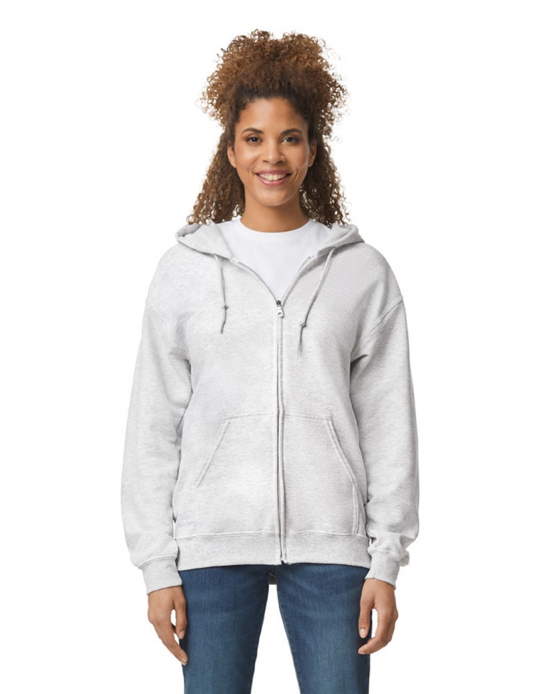 Women\'s Gildan 18600 Full Zip Hoodie Ash | EZKF92718