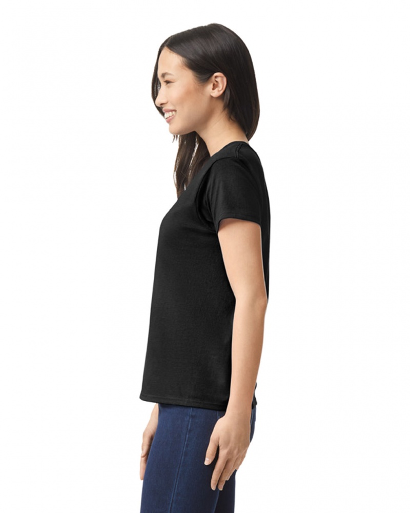 Women's Gildan 2000L T-Shirts Black | QMOA48290