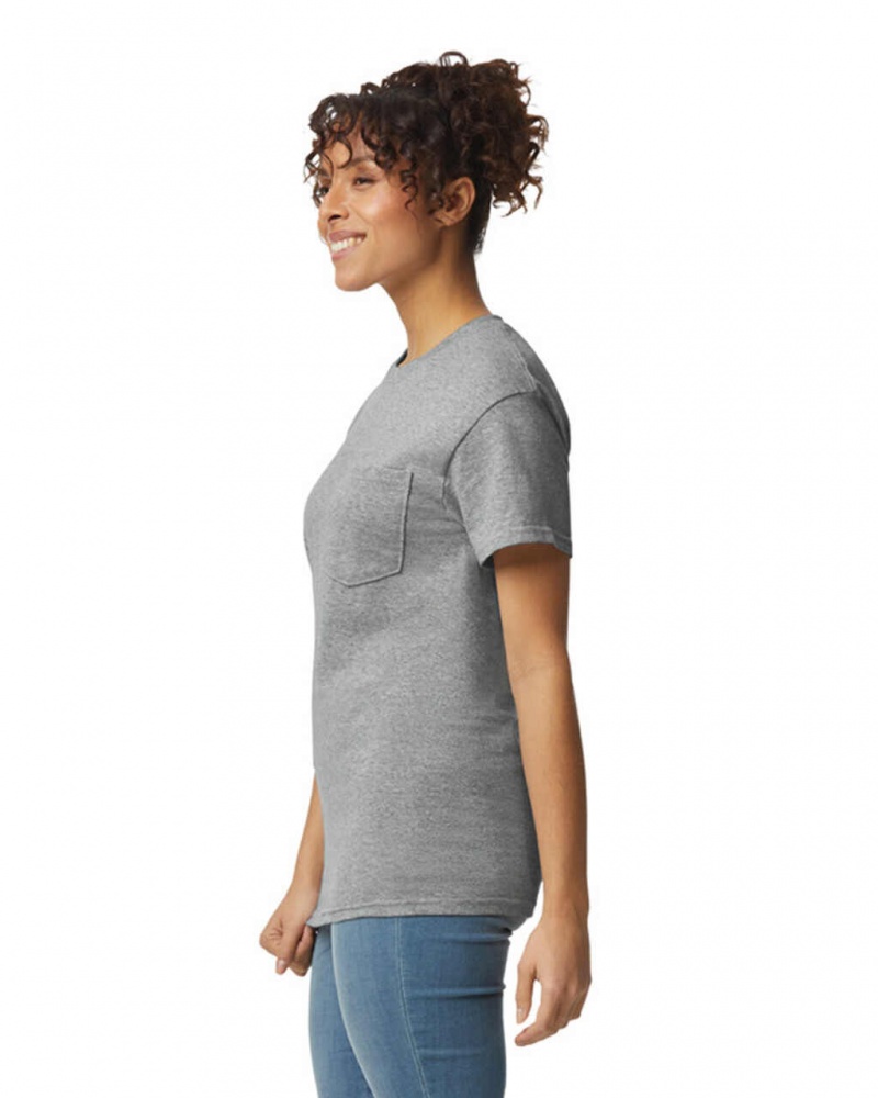 Women's Gildan 2300 with Pocket T-Shirts Sport Grey | JOVN59436