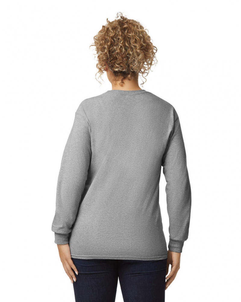 Women's Gildan 2400 Long Sleeve T-Shirts Sport Grey | TUXM90265