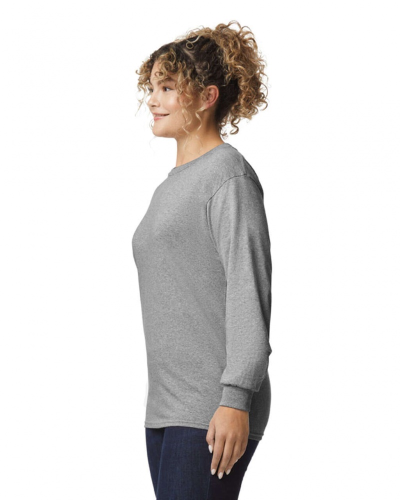 Women's Gildan 2400 Long Sleeve T-Shirts Sport Grey | TUXM90265