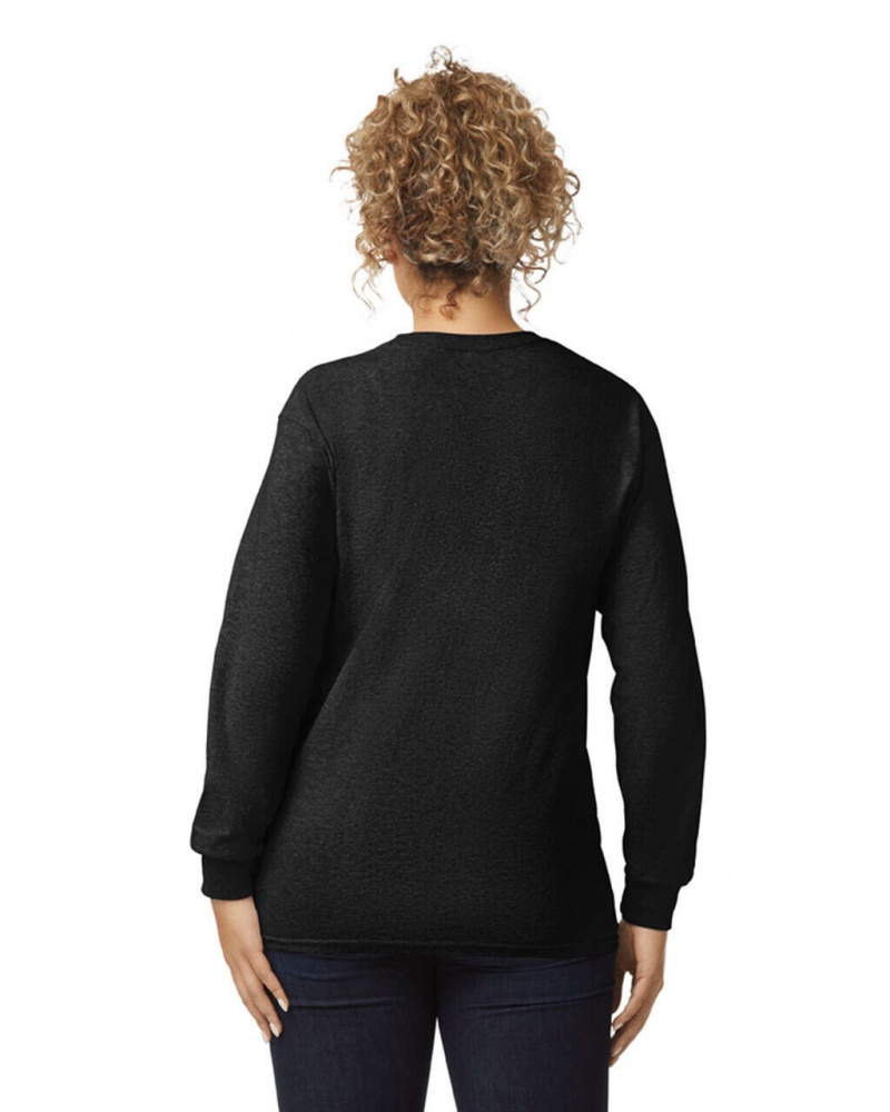 Women's Gildan 2400 Long Sleeve T-Shirts Black | ZIRN71236