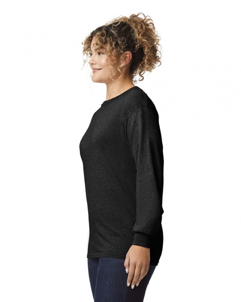 Women's Gildan 2400 Long Sleeve T-Shirts Black | ZIRN71236