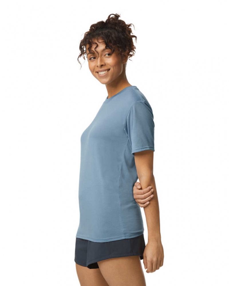 Women's Gildan 42000 T-Shirts Stone Blue | XRJL60329