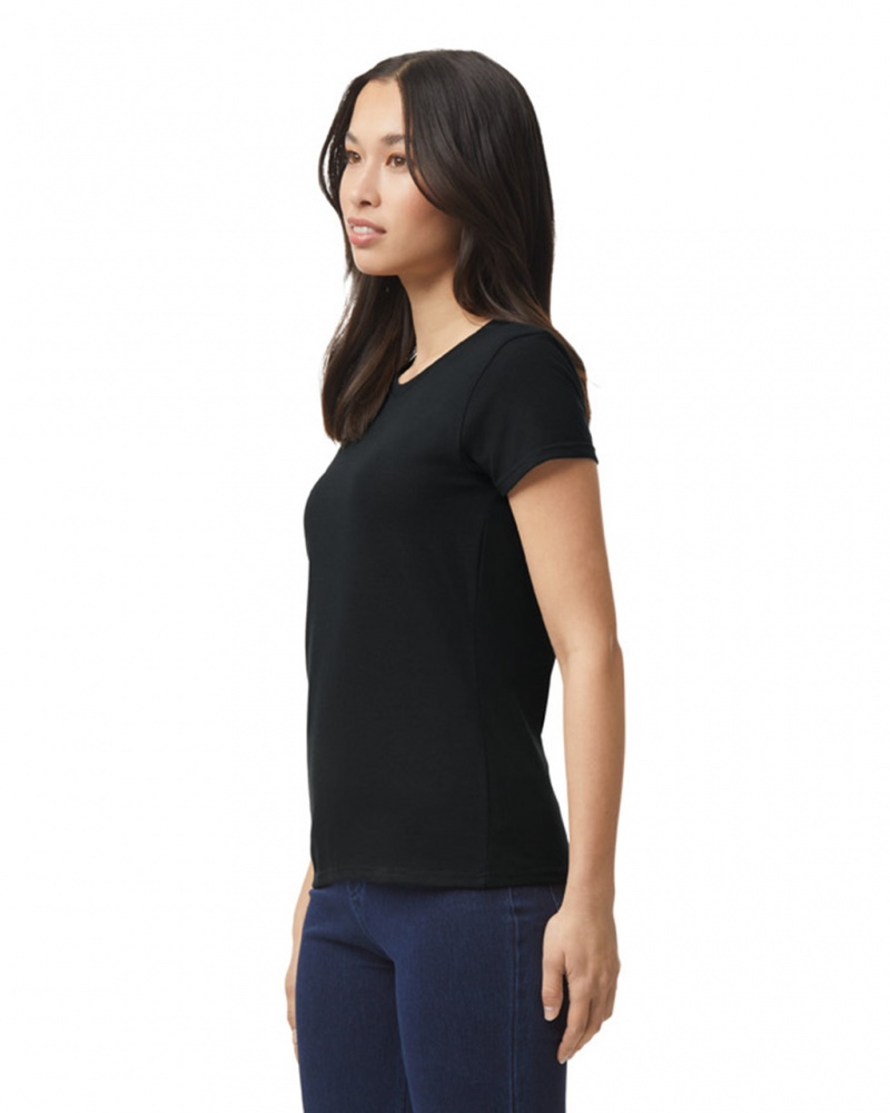 Women's Gildan 5000L T-Shirts Black | OEQS38547