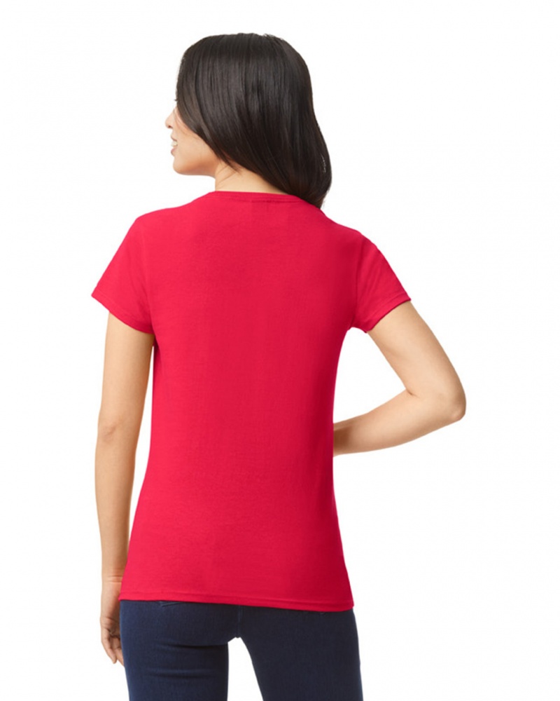 Women's Gildan 5000L T-Shirts Red | CMWI31859