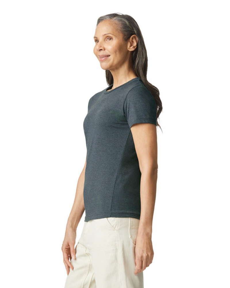 Women's Gildan 64000L T-Shirts Dark Heather | TJVZ30621