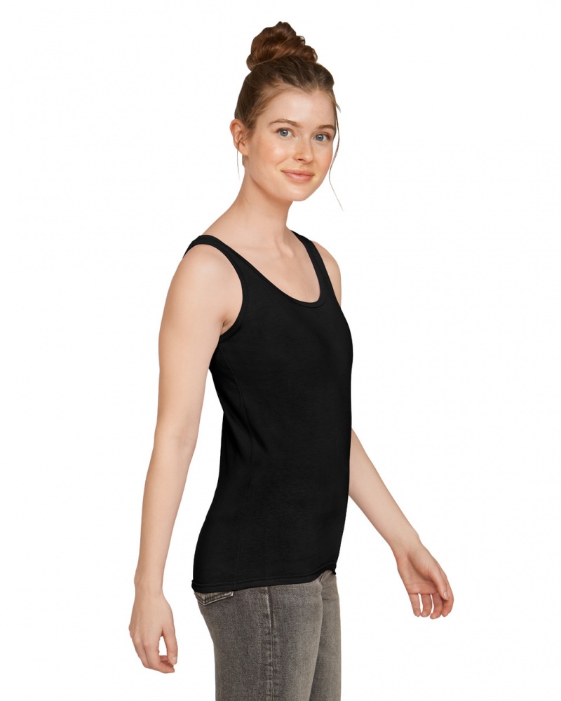 Women's Gildan 64200L Tank Black | OATZ30416