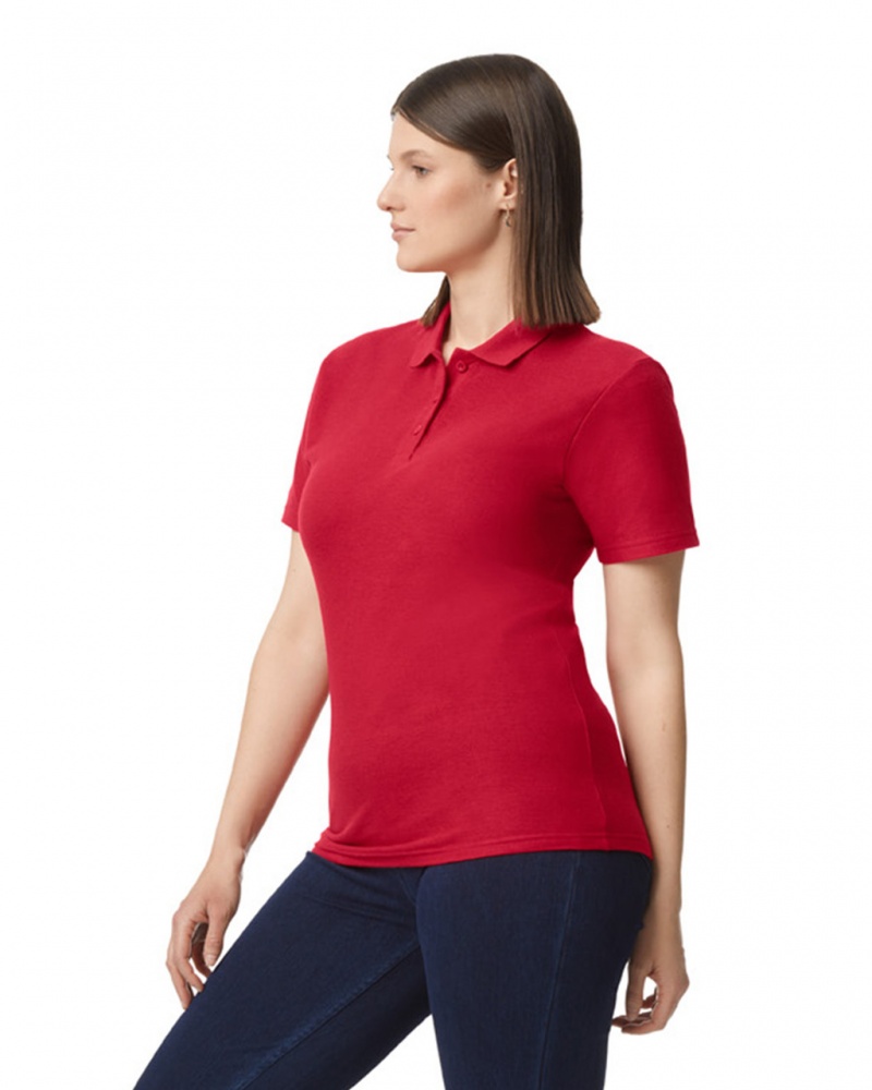 Women's Gildan 64800L Pique Polo Cherry Red | ICVW43726