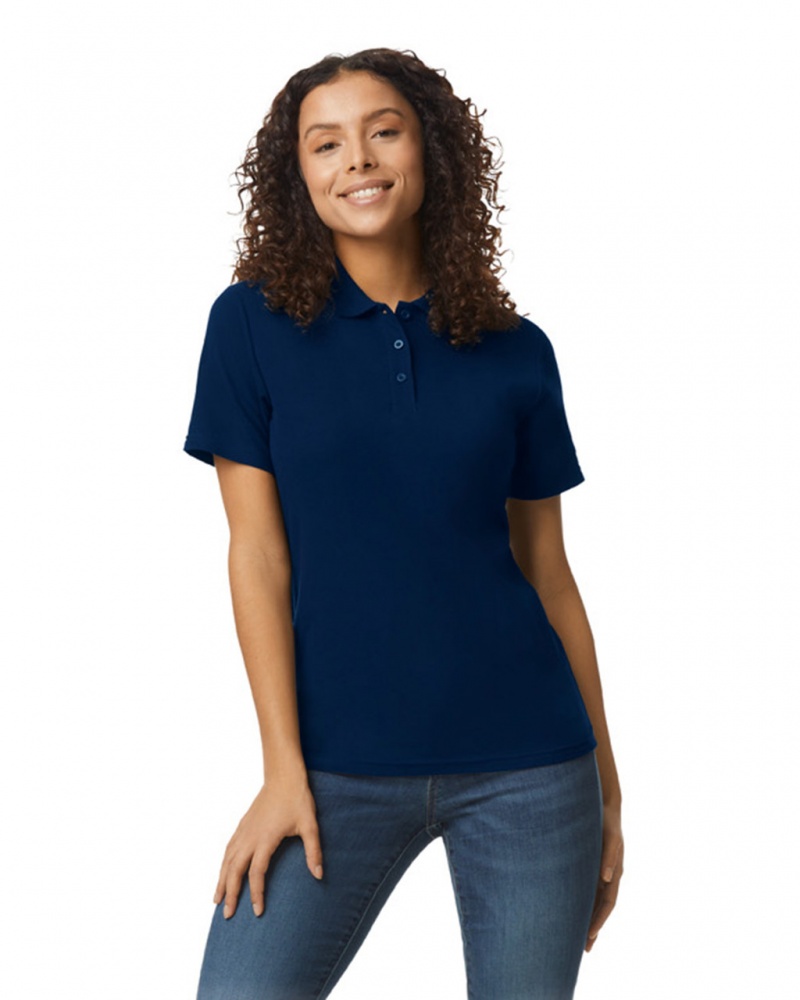 Women\'s Gildan 64800L Pique Polo Navy | ATEL53709